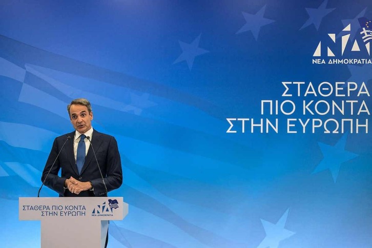 El primer ministro griego y líder de la gobernante Nueva Democracia, Kyriakos Mitsotakis.