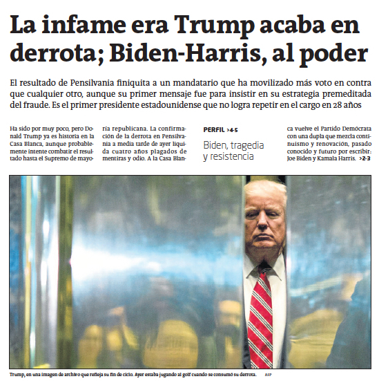Noticia de la portada de GARA del 8 de noviembre de 2020.