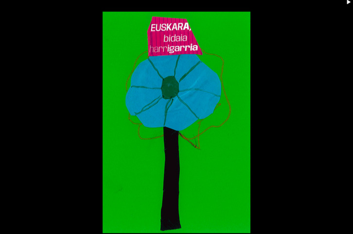 Euskararen Etxearen Eskola Programan sortu eta ‘Euskararen Lorategia’ erakusketaren lanetako bat, irudian.