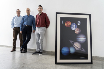 Enrique Garcia-Melendo (UPC), Agustin Sanhez Lavega (EHU) eta Jon Legarreta (EHU) ikertzaileak.