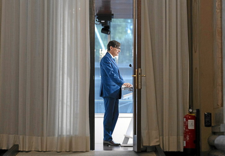 Salvador Illa, líder del PSC, en una comparecencia.