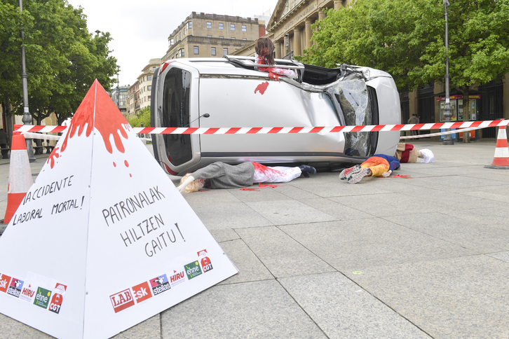 Imagen de archivo de una movilización sindical para denunciar la siniestralidad laboral.