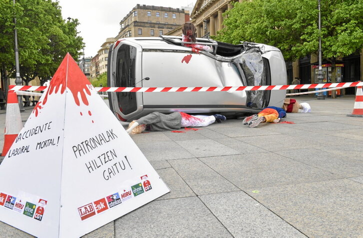 Imagen de archivo de una movilización sindical para denunciar la siniestralidad laboral.