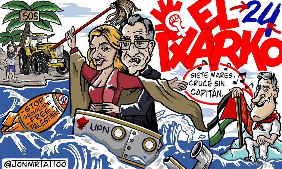 En el Txarko, Ibarrola y Maya se hunden con el Titanic UPN, mientras les canta Asiron. En el Txarko, Ibarrola y Maya se hunden con el Titanic UPN, mientras les canta Asiron.