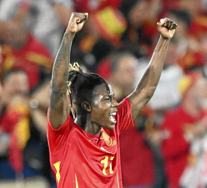 Nico celebra su diana, que supuso el 3-1 del partido.