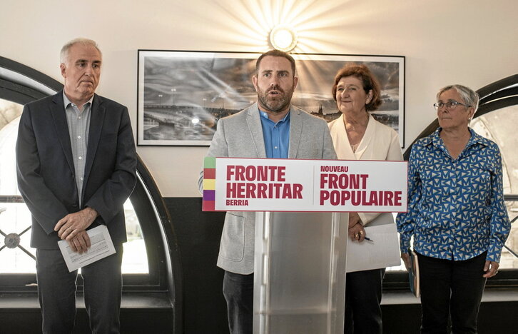 Fronte Popular Berriko hautagaiak, Baionan egin zuten agerraldian.