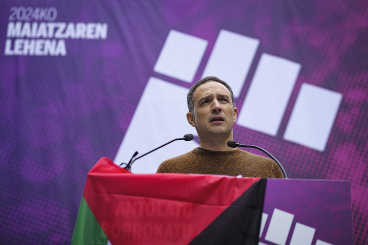 Mitxel Lakuntza tras la manifestación del pasado Primero de Mayo.