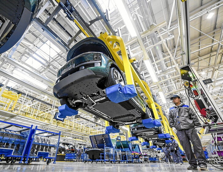 Fábrica de coches eléctricos en la provincia china de Jiangsu.