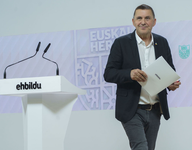 Arnaldo Otegi, en una comparecencia reciente.