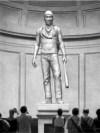 Una de las obras que forma parte de la muestra «Nuevo monumentalismo», que Kepa Garraza expone en la galería Espacio Marzana de Bilbo.