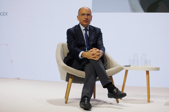 El exprimer ministro de Italia y presidente del Instituto Jacques Delors, Enrico Letta, en la presentación el 11 de julio en Madrid del Foro ICEX 2024.