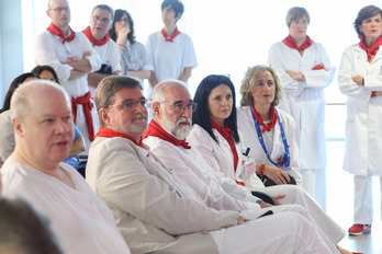 El consejero navarro de Salud, Fernando Domínguez, en la visista al dispositivo sanitario de sanfermines el pasado 7 de julio.