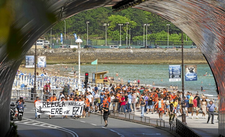 Movilización anterior de los trabajadores en huelga de Cementos Rezola.