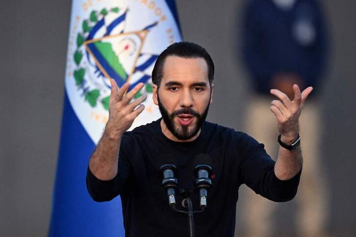 El presidente salvadoreño, Nayib Bukele, en un acto el pasado 16 de julio