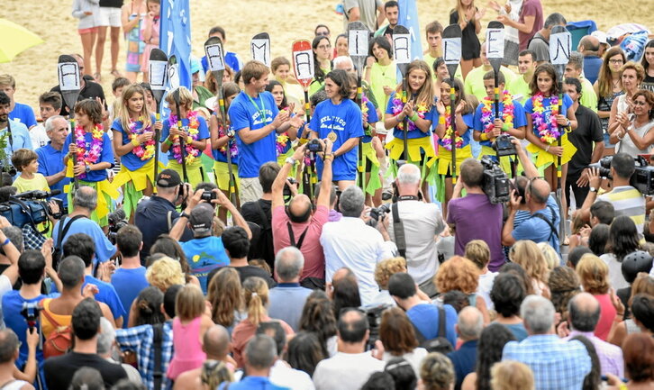 Maialen Chourrauti Kontxan eginiko harrera, Rioko urrezko domina lortu zuenean.