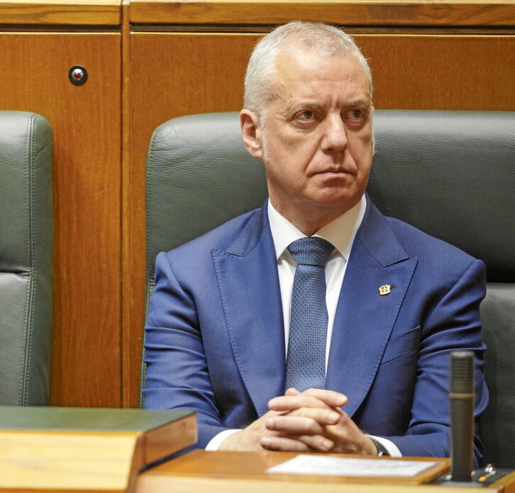 Iñigo Urkullu, en el pleno de investidura de su sucesor, Imanol Pradales.