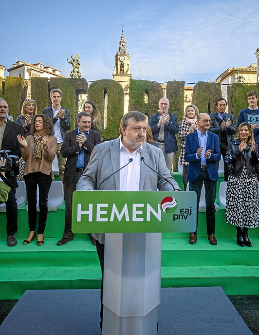 José Antonio Suso, presidente del ABB, en un acto electoral del PNV.