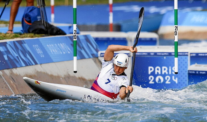 Maialen Chourraut, con la mirada fija en el objetivo, a pesar del fallo inicial.
