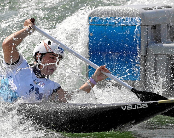 Miren Lazkano, durante la primera bajada clasificatoria para semifinales.