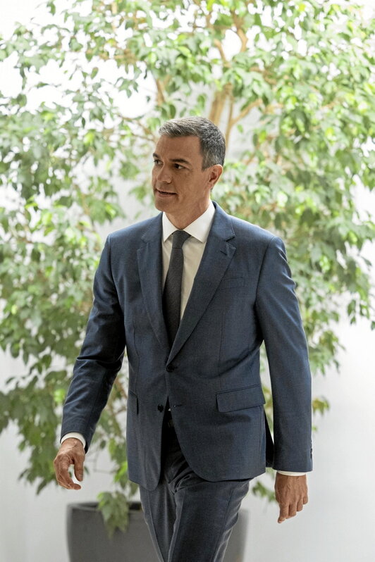 Sánchez, momentos antes de su comparecencia.