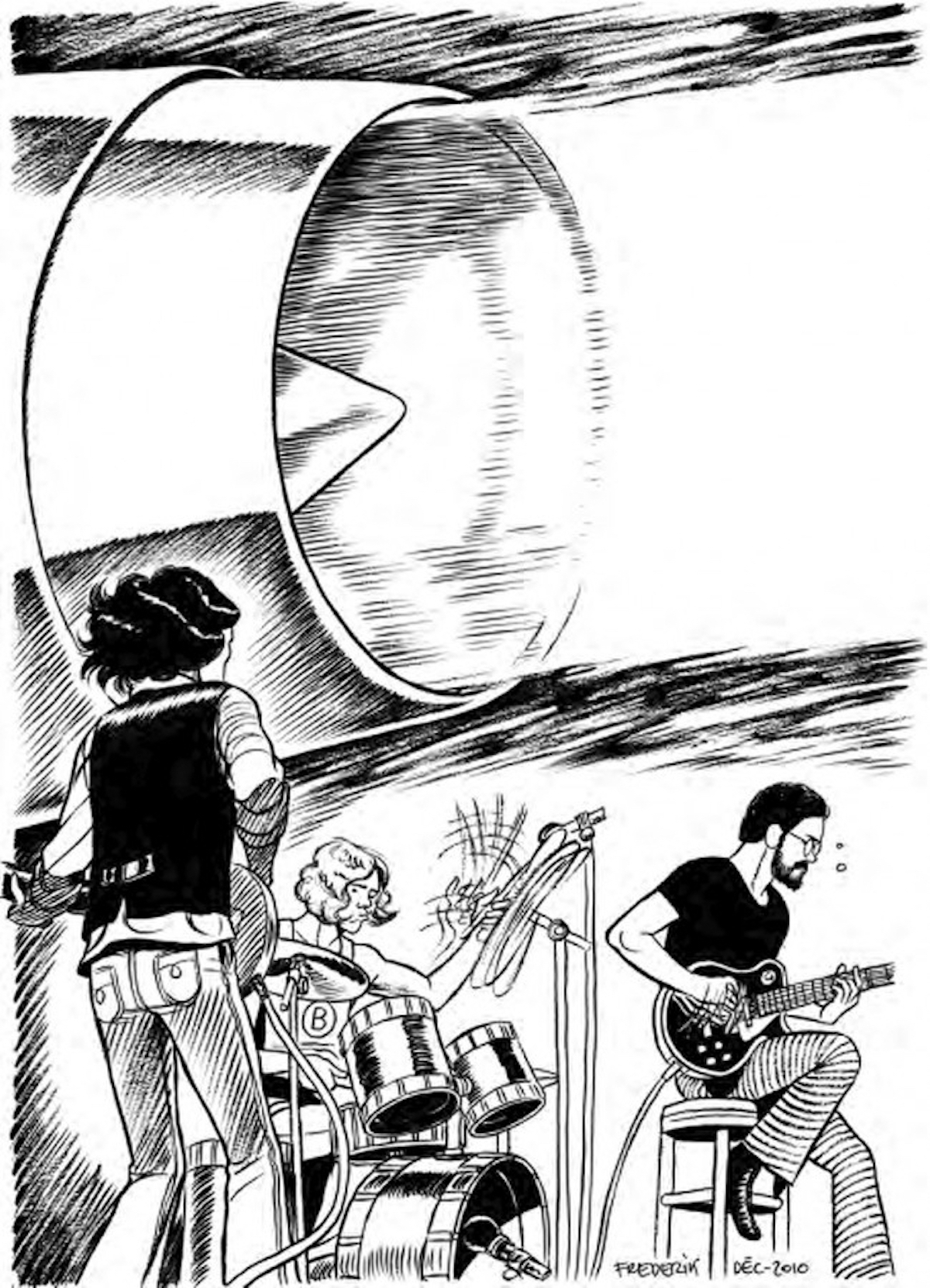 Kim Crimson, en ‘La historia del rock en cómic’. (EDITORIAL LUNWERG)