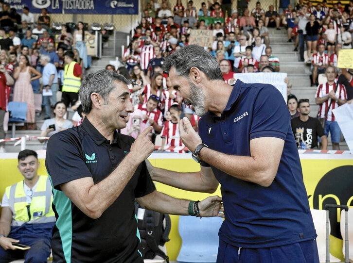 Ernesto Valverde y Vicente Moreno, técnicos de Athletic y Osasuna, en la EH Txapela.