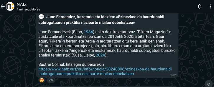 Las principales noticias de NAIZ, en su canal de Whatsapp.