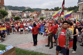 Un momento de la concentración en contra de la injerencia en Venezuela.
