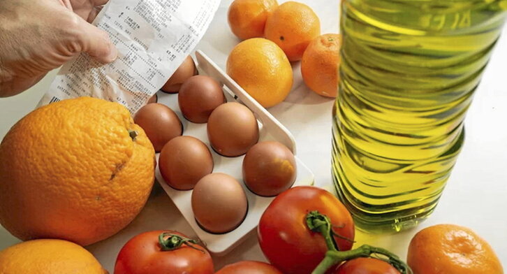 El aumento del precio de los alimentos sigue por encima del índice general en Hego Euskal Herria.