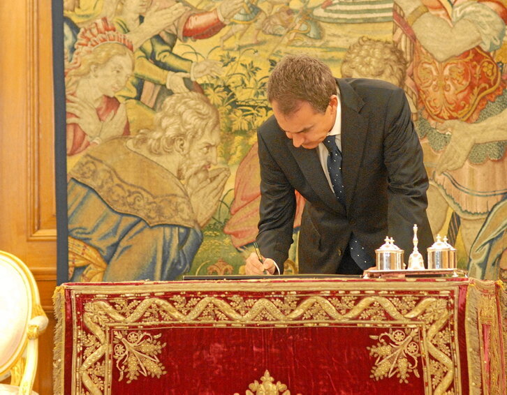 José Luis Rodríguez Zapatero, durante el acto de sanción de la reforma de la Constitución