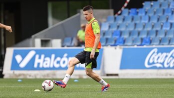 Igor Zubeldia, durante un entrenamiento en Zubieta.