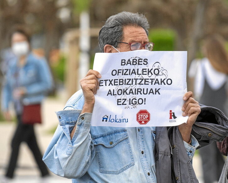 Protesta por el incremento del precio de alquiler en VPO, en Donostia en 2021.