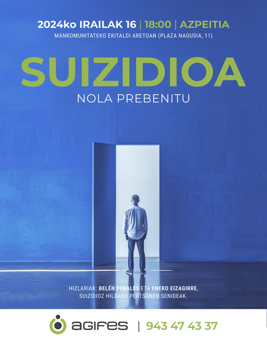 Agifes elkarteak anotlatu du suizidioari buruzko hitzaldia.