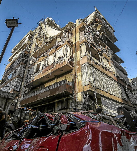 Seis personas murieron en el ataque contra este edificio en el sur de Beirut.