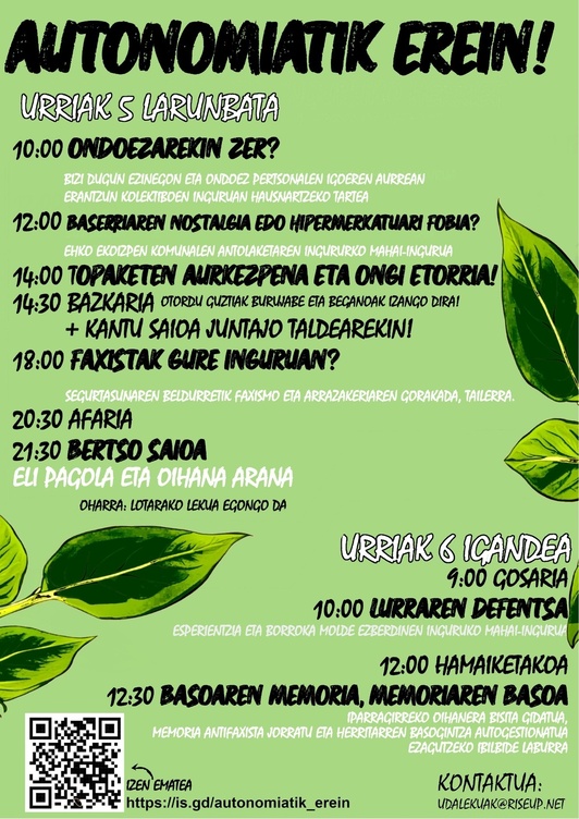 'Autonomiatik erein' jardunaldien egitaraua