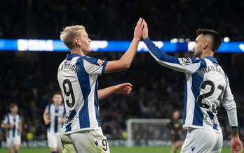 Después de golear al Valencia, la Real quiere que siga la racha en Anoeta en la Europa League. Oskarsson y Brais podrían ser dos de los titulares.