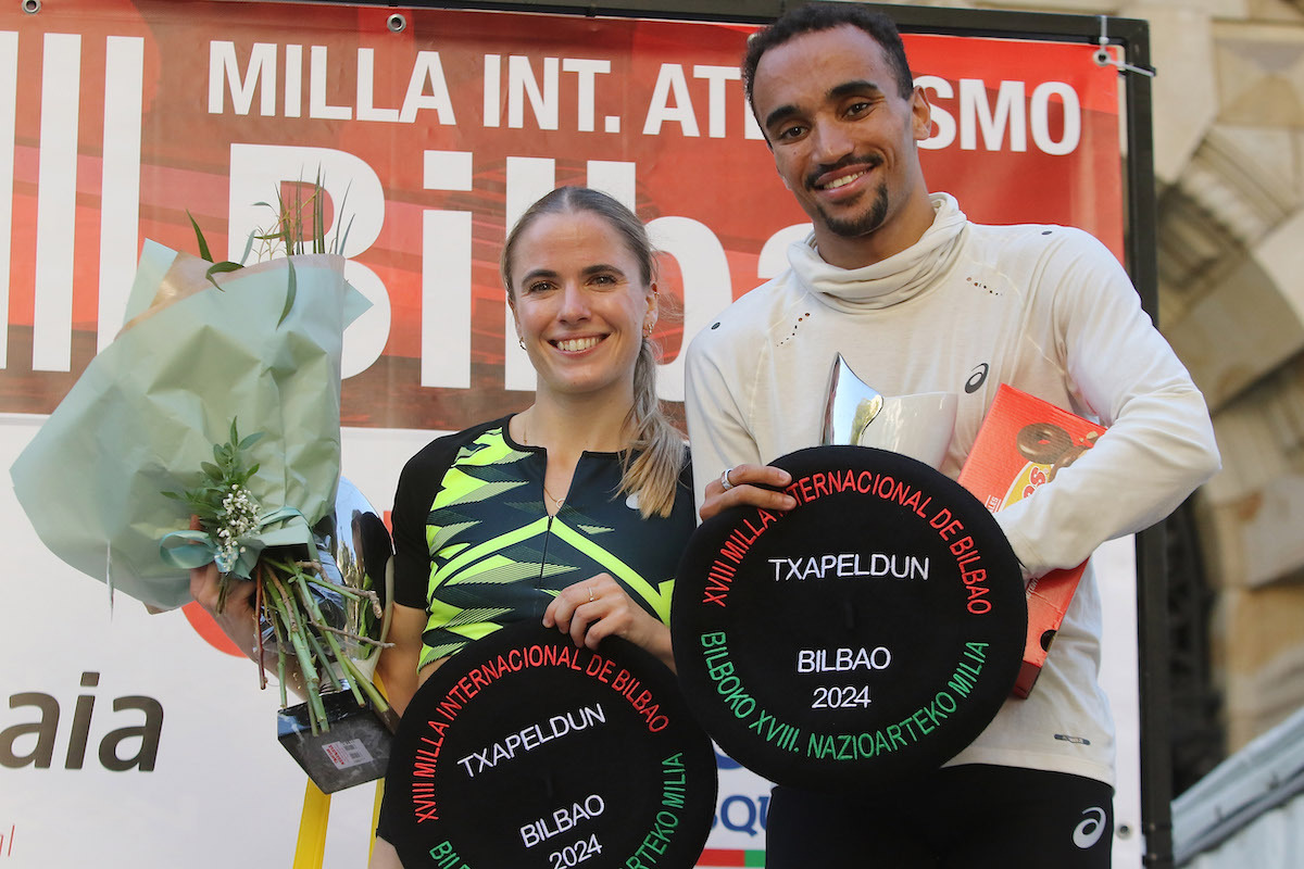 Isaac Nader y Salome Afonso Bilboko Nazioarteko Milia lasterketako garaileak (Oskar MATXIN EDESA | FOKU)