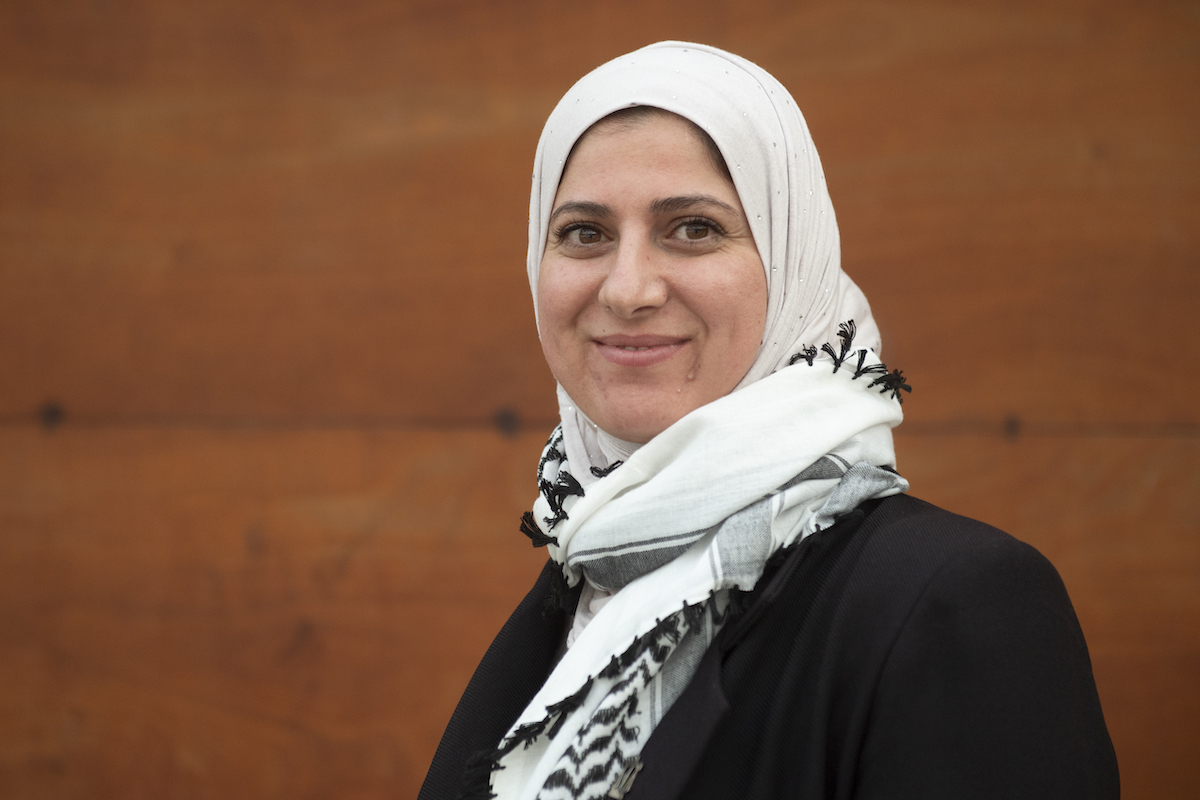 La abogada palestina Shomoo Bargouthi, en Burlata. La abogada palestina Shomoo Bargouthi, en Burlata.