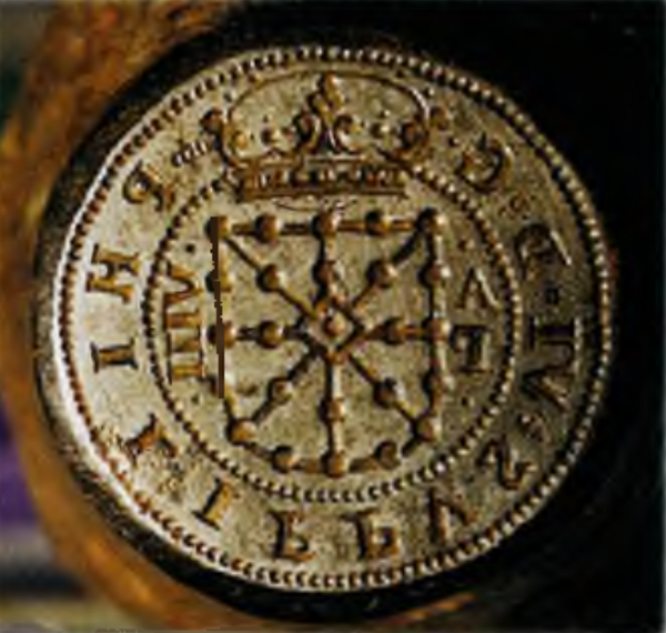 Cuño con el que fue acuñada la rara moneda y que se conserva en el Museo de Nafarroa. (GOBIERNO DE NAFARROA)