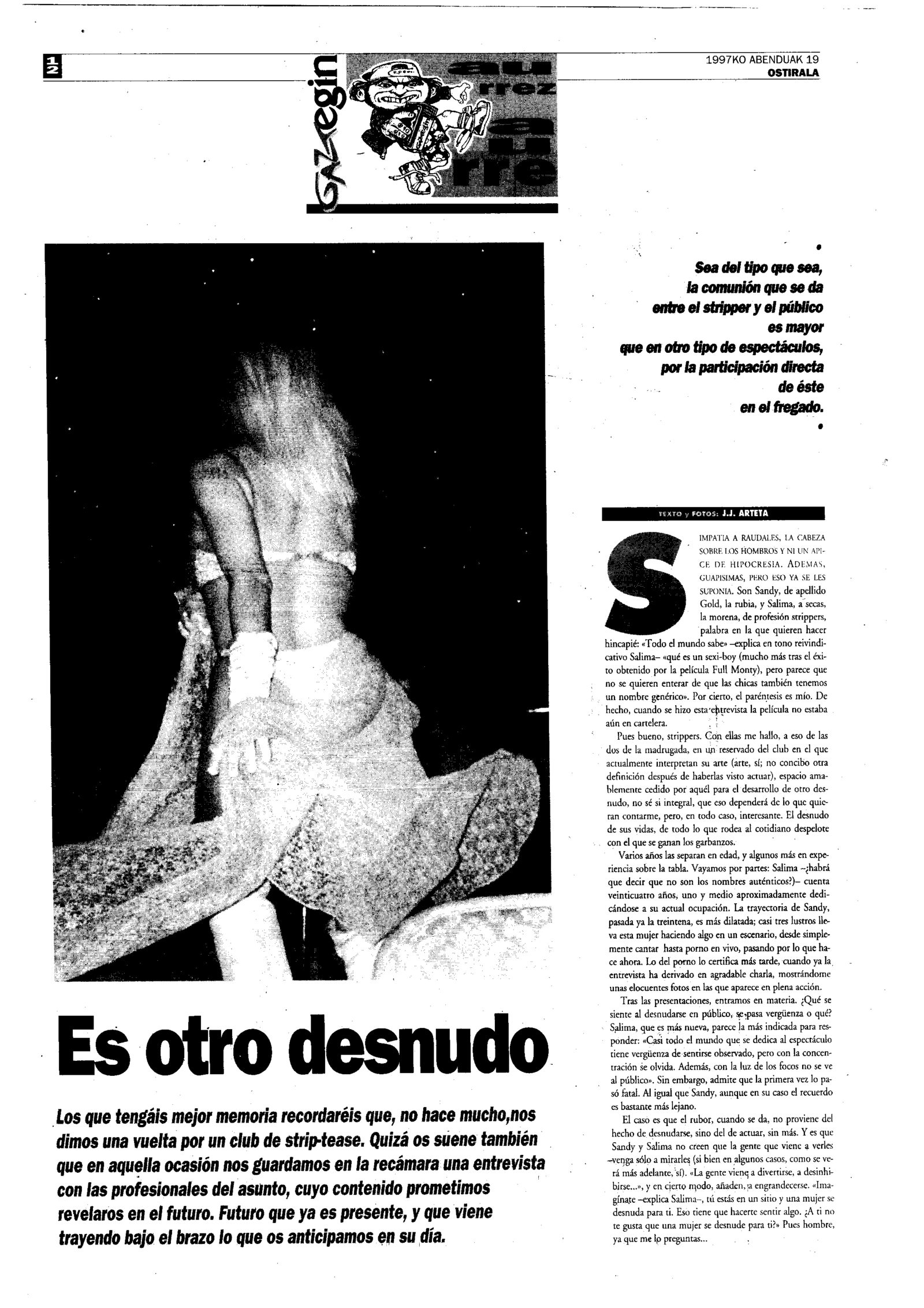 Primera página del artículo publicado en ‘Egin’.