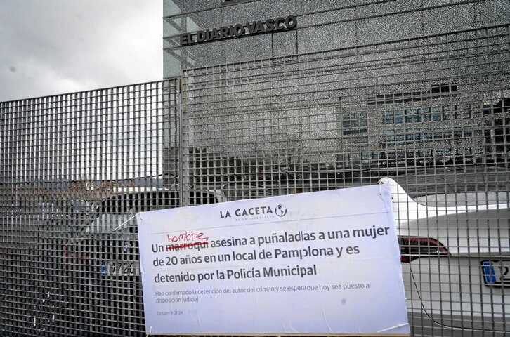 Gazte Feministek indarkeria matxistaren trataera mediatikoa salatu zuten Donostian.