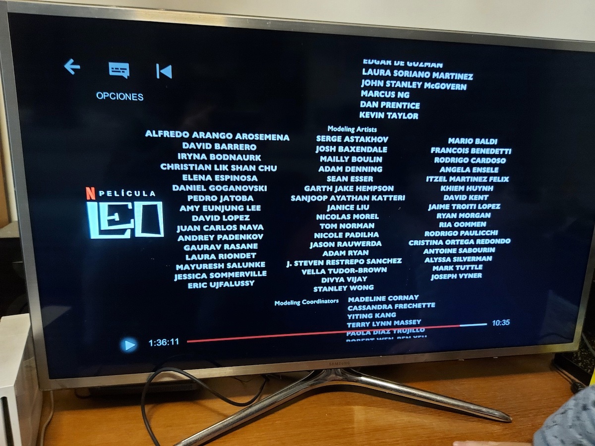 Créditos de la película de animación 'Leo', donde aparece el nombre de David Barrero. (NAIZ)