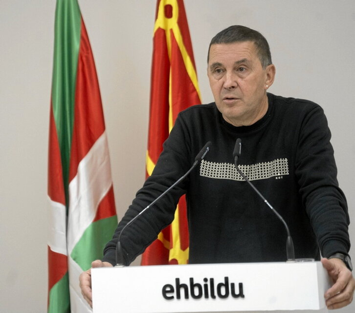 Arnaldo Otegi, atzo, Iruñean.