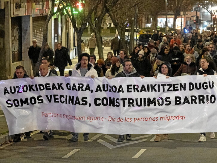 Movilización celebrada en Gasteiz con motivo del Día Internacional del Migrante.