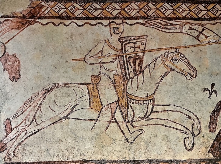 Caballero cristiano en una representación medieval.