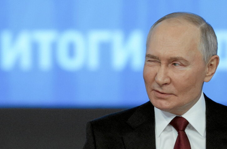Guiño del presidente ruso durante su entrevista anual.