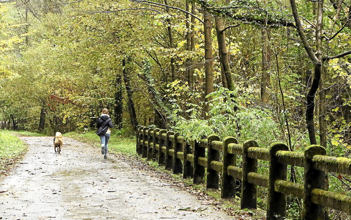 Emakume bat korrika, Arantzillerako bidean, Galdakaon. (Oskar MATXIN / FOKU)