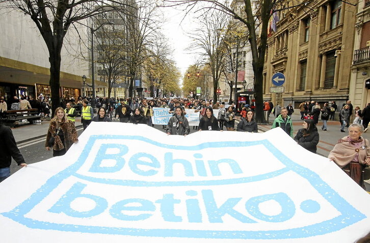 Atzo goizean Sare Herritarrak egindako mobilizazioa, Bilbon.