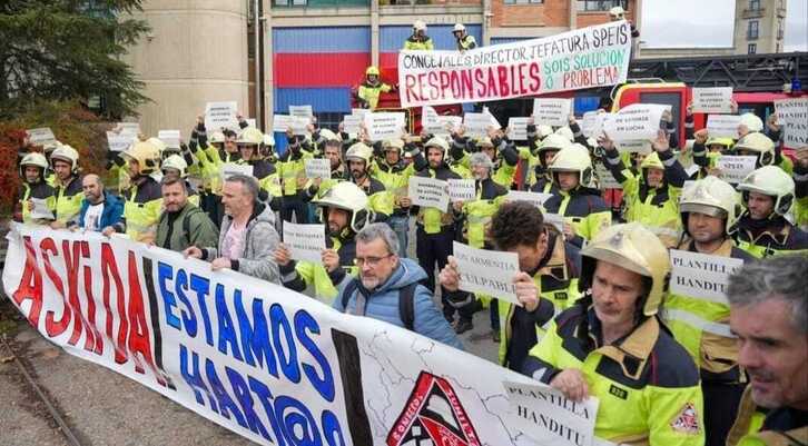 Imagen de archivo de una protesta de los bomberos de Gasteiz.