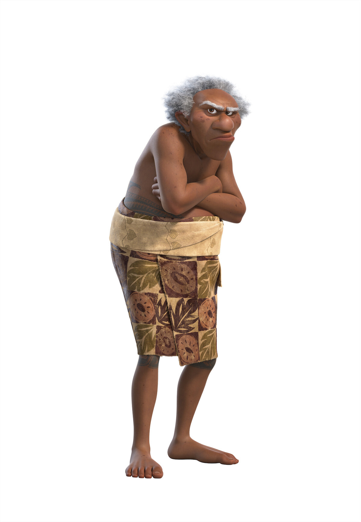 Kele –el abuelo gruñón de 'Vaiana 2'–, otro de los dibujos de Barrero. (David BARRERO/DISNEY)